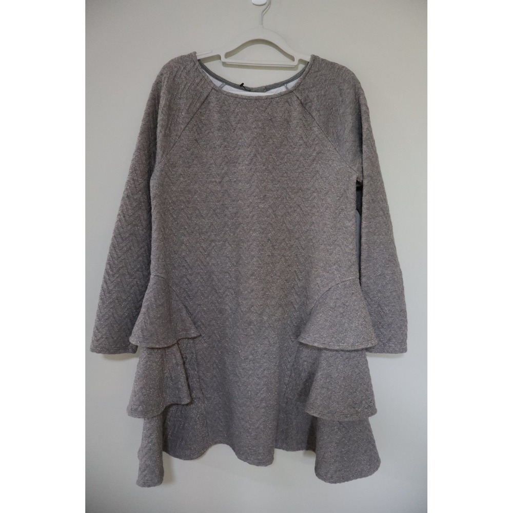 Party Shimmer Cat & Jack Ruffle Dress XXL 18 Plus Gray Metallic Chevron Peplum